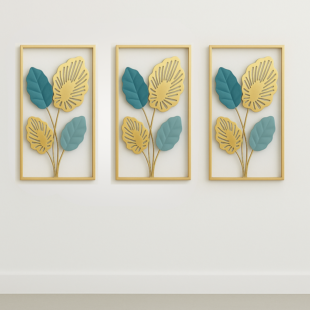 Metal Leaf Motif - set of 3 - Home Decor