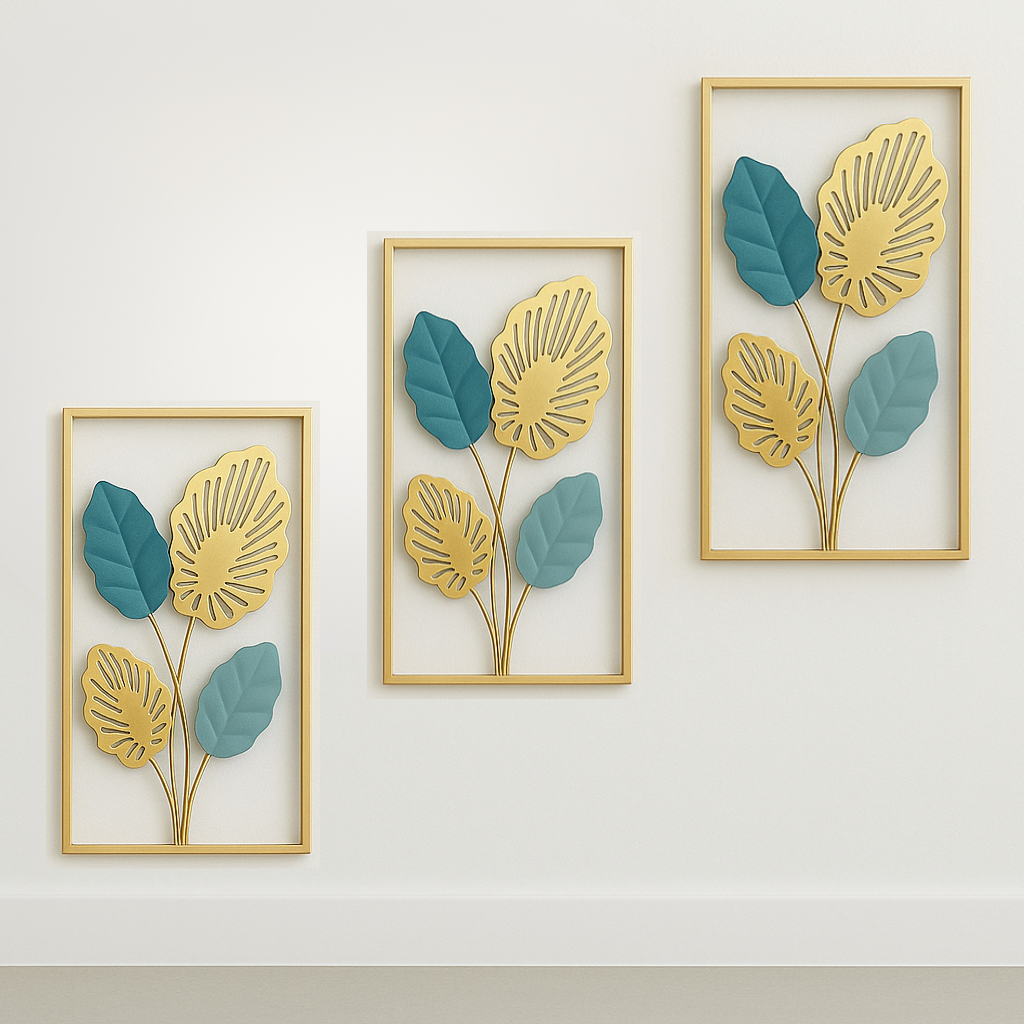 Metal Leaf Motif - set of 3 - Home Decor